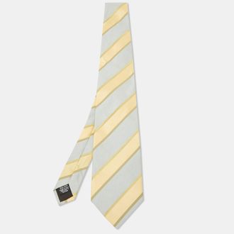 HUGO BOSS Boss By Hugo Boss Yellow/blue Diagonal Stripe Textured Silk Tie
