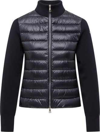 Moncler Moncler Padded Wool Zip-up Cardigan, Women, Blue, Size: Xl