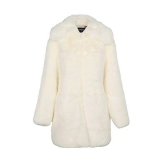 Dsquared2 Faux Fur & Shearling Jackets, female, White, XS, Fun Fur Relaxed Coat