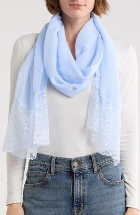 La Fiorentina Lace Embroidery Trim Scarf in Light Blue at Nordstrom Rack