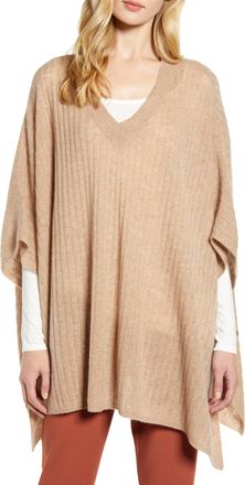 Halogen Womens Halogen Easy Cashmere V-Neck Poncho - Brown