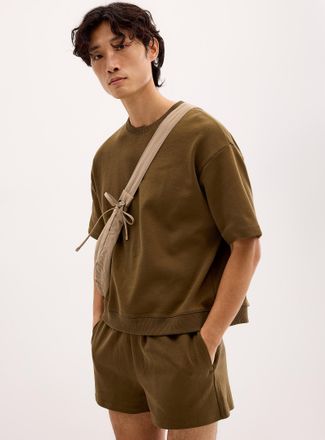 Le 31 Mens Structured jersey short-sleeve sweatshirt Oversized fit