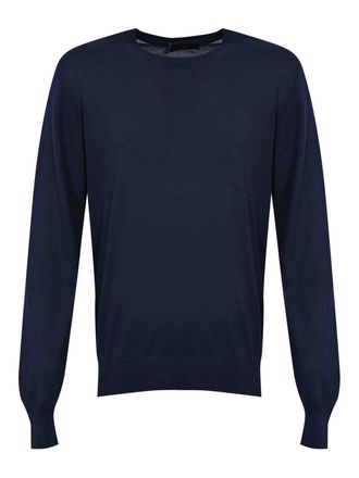 Fay Crew-neck pullover in blue silk and cotton