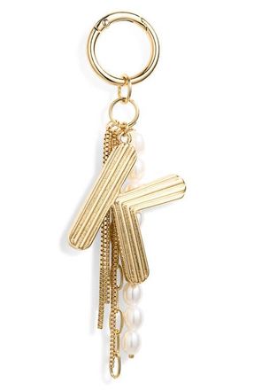 Chelsea28 Initial Faux Pearl Bag Charm in K- White- Gold at Nordstrom