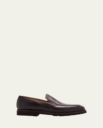 Bontoni Mens Dome Leather Lug-Sole Loafers