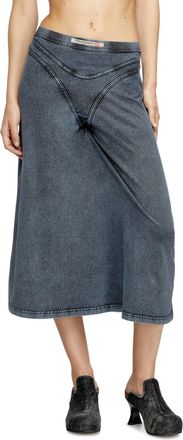 Diesel Midi skirt in denim-look jersey - Skirts - Woman - Blue