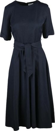 P.A.R.O.S.H. Blue Viscose Linen Womens Dress