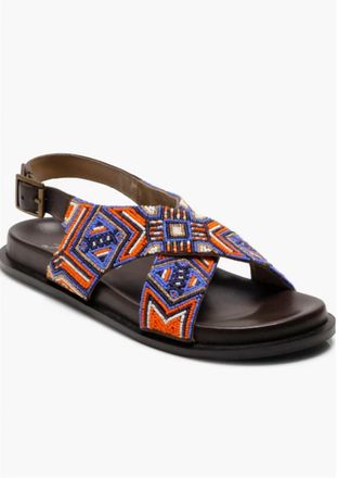 Free People Womens Mali Beaded Sandal In Blue Multi