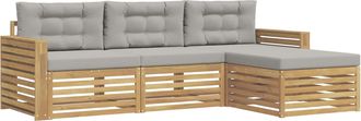 vidaXL Conjunto De Sof&aacute;s De Exterior 4 Uds. Blanco Y Gris Claro Vidaxl