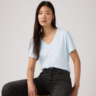 Levi's Favorite V Neck Tee - Womens - 2XS - Blue