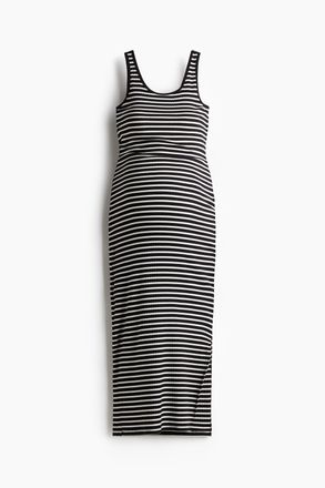 H&M MAMA Feinstrickkleid - Schwarz/Gestreift