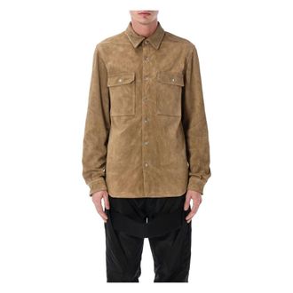 Rick Owens Outershirt - Heren - Leren en Su&egrave;de Jassen - Bruin - L - Leer - Jassen