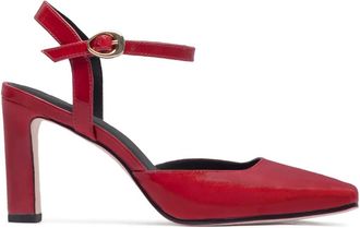 Bernardo 80mm ankle-strap heeled pumps - women - Leather/Leather/Leather - 9.5 - Red
