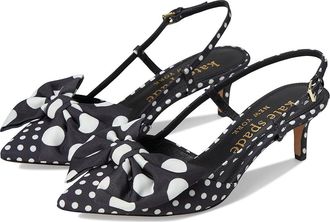 Kate Spade New York Rue Slingback Mid Heel Womens Cold Weather Boots Black/Cream : 8.5 M, Leather