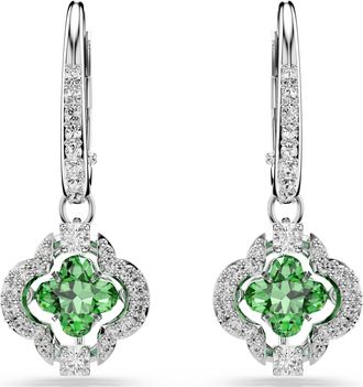 Swarovski Una Angelic Drop Earrings, Mixed Cuts, Green, Rhodium Plated