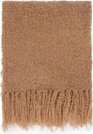 Halfboy Boucle Sjaal met Franjes - Dames - Wintersjaals - Bruin - ONE Size - Wol - Accessoires