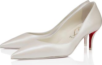 Christian Louboutin Miss Z Pointed Toe Pump in Bianco Nappa Perle at Nordstrom, Size 10.5Us
