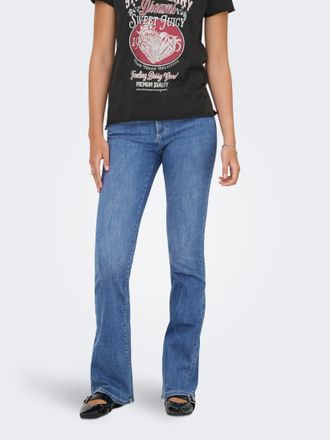 Only Bootcut-Jeans ONLY ONLANNIE MID FLARED BOX DNM, Damen, Gr. XL, L&auml;nge 30, medium blau denim, Denim/Jeans, Obermaterial: 86% Baumwolle, 13% Polyester, 1