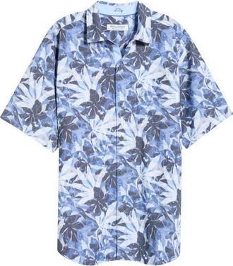 Tommy Bahama Coastal Ease Frond Drift IslandZone Short Sleeve Button-Up Shirt in Regal Blue at Nordstrom, Size Xxx-Large