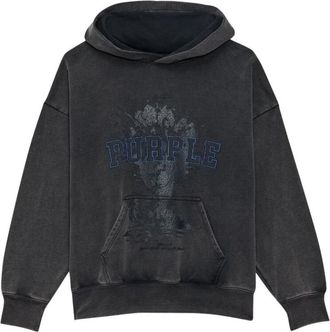 Purple Grafische Print Hoodie - Heren - Hoodies - Zwart - L - Katoen - Hoodies & sweatvesten