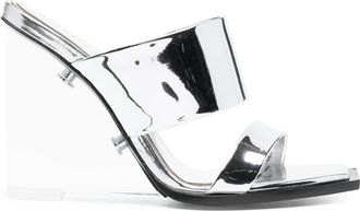 Alexander McQueen Shard 75mm wedge sandals - women - PVC - 36.5 - Silver