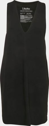 Max Mara Smax Mara Black Crepe V-Neck Sleeveless Mini Dress