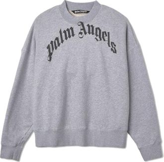 Palm Angels Curved Logo Crew Grey Black PMBA026C99FLE0010910