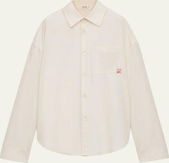 Loewe Mens Embroidered Anagram Pocket Button-Down Shirt