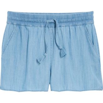 Vineyard Vines Frankie Chambray Drawstring Shorts in Light Acid Wash at Nordstrom, Size Xx-Small