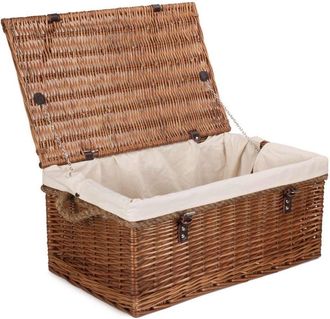 Red Hamper Wicker 60cm Double Steamed Rope Handled Trunk with Cotton Lining