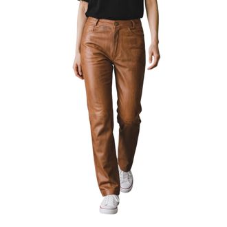 Infinity Leather Dames beige lamsleer 501 Biker Jeans - Sogndal