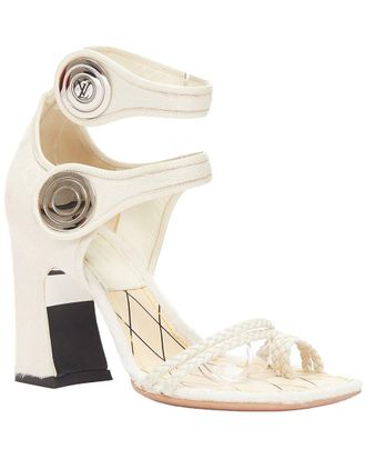 Louis Vuitton Womens Wool/Hair Anaconda Calf Hair Silver Button Braided Chunky Heel (Authentic Pre-Loved)