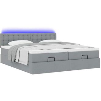 vidaXL Estructura De Cama Otomana Colchones Tela Gris Claro 200x200cm Vidaxl