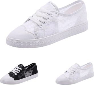 Generic Womens Sports Shoes, Lace-Up, Breathable Flat Shoes, Lightweight Casual Sports Shoes, Comfortable Jogging Trainers, Wide Feet Trainers, Running Shoes,