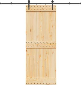 vidaXL Puerta Corredera Con Herrajes Madera Maciza De Pino 80x210 Cm Vidaxl
