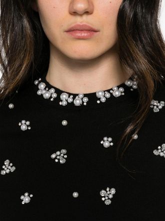 Alice & Olivia Crystal and Pearl-Embellished Sweater - Black