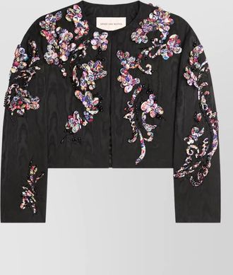 Dries Van Noten embroidered moir&eacute; short coat