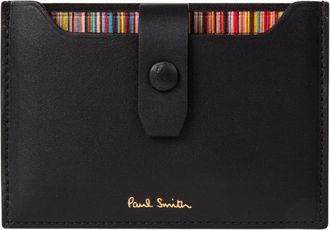 Paul Smith M1A-6751 Leren Kaarthouder met Signature Stripe - unisex - Portefeuilles - Zwart - ONE Size - Leer - Accessoires