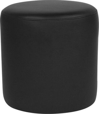 Flash Furniture Upholstered Round Ottoman Pouf in Black LeatherSoft