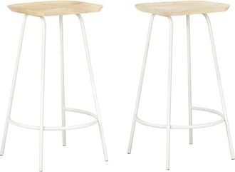vidaXL Vidaxl - Taburetes De Cocina 2 Unidades Madera Maciza De Mango