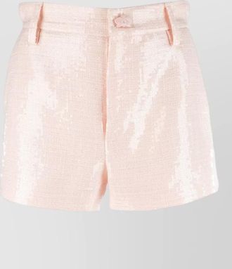 Genny high waist sequin textured shorts belt loops