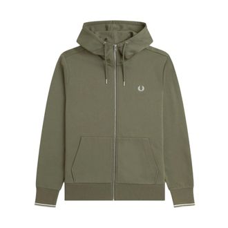 Fred Perry Sudadera con cremallera y capucha - Sweatshirts & Hoodies - Hombre - Verde - XL
