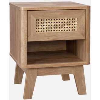 Sweeek Sweeek - Comodino con cassetto e nicchia, effetto legno e canna da zucchero