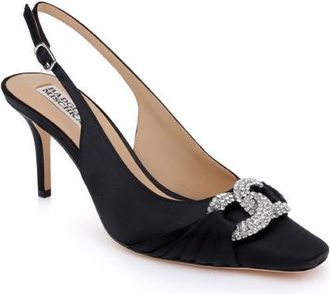 Badgley Mischka Ripley Slingback Pump in Blacksatin at Nordstrom, Size 9.5