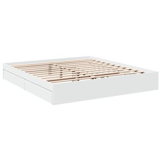 Berkfield Home Modern Bed Frame with Drawers without Mattress White 180x200 cm S | Size: Super King