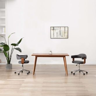 vidaXL Sillas De Comedor Girartorias 2 Uds Madera Curvada Y Tela Gris Vidaxl
