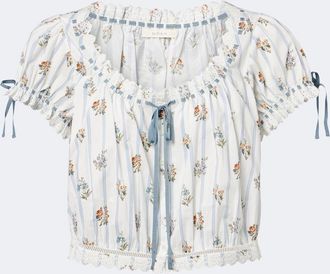 D&ocirc;en D&ocirc;en Nera embroidered printed cotton top