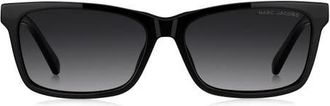 Marc Jacobs 56mm Rectangular Sunglasses in Black/dark Grey Sf at Nordstrom