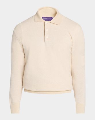 Ralph Lauren Purple Label Men & apos;s Cutaway Collar Cashmere Polo Sweater