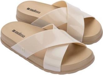 Melissa Cozy Cross Platform Slide Sandal in Beige at Nordstrom, Size 10